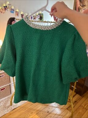 VOY green pearl top sz S